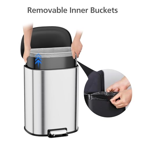 Caneca de basura Step-On de acero inoxidable 50L miniatura 5
