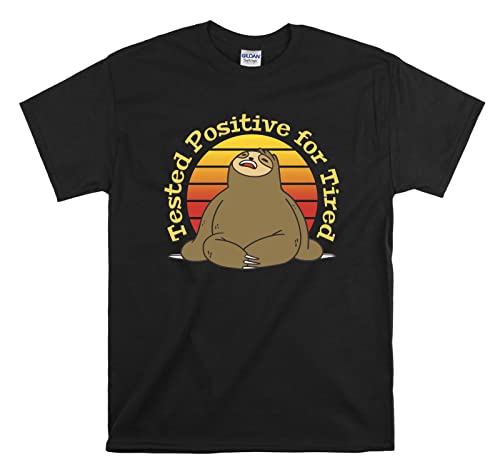 T-shirt Paresseux fatigué unisexe noir taille L vêtement humour coton