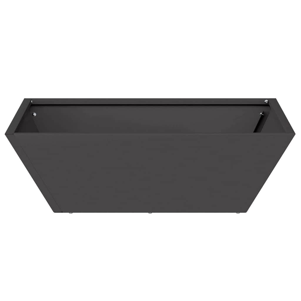 Garten-Pflanzgefäß aus kaltgewalztem Stahl Schwarz 50 x 50 x 15 cm 5-teiliges Set für Balkon Terrasse und Garten mit Drainage und frostfester Oberfläche zur Pflanzenpflege
