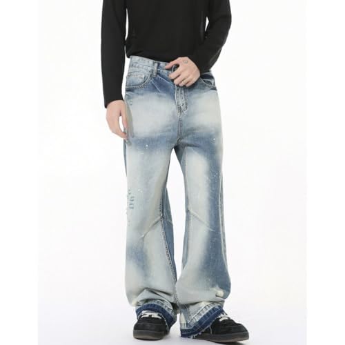 Mens Tie-Dye Wide Leg Denim Pants Spring Loose Fit Joggers Vintage Hip Hop Trousers3