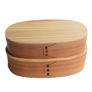 Verano-JP 和風木製二段スシ弁当箱 800-1000ml 容量 ロゴ印刷可能 大人用 シンプルスタイル