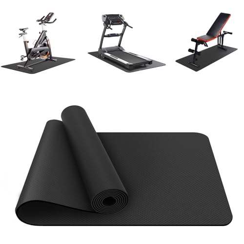 Treadmill Mat, Exercise Equipment Mat Heavy-Duty Protective Floor mat for Under Stationary Bike, Spin Bike, Fitness Equipment, 190cm x 85cm, Black