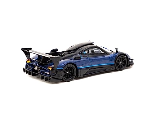 Modelo a Escala 1:64 Pagani Zonda Revolucion Azul Metálico y Negro con Rayas Celestes Global64 Serie de Diecast por Tarmac Works T64G-TL016-BL miniatura 2