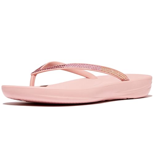 Image of FitFlop Womens iQushion Sparkle Ergonomic Flip Flops for Walking, Lightweight Waterproof Cushioned Thong Sandals for Women with Non Slip Bottom and Arch Support | Lightweight Waterproof Walking Sandals w /Cushioned Comfort & Arch Support