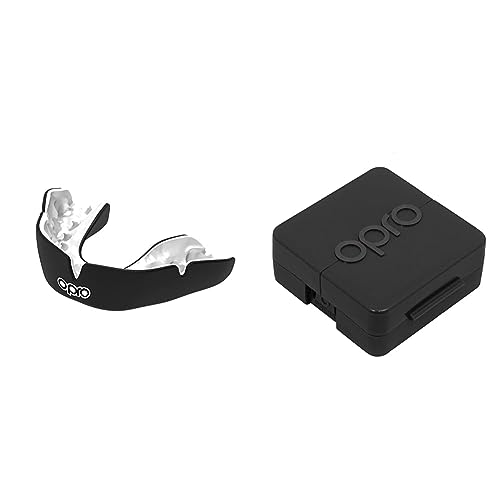 Opro New Instant Custom-Fit Mouth Guard, Dentist Mouthguard, Revolutionary Fitting Technology & New Mouth Guard Anti-Microbial Gum Shield Case for Rugby, Boxing, Lacrosse, UFC, MMA, Hockey