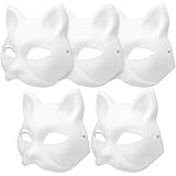 Garneck 5pcs Therian Cat Masks DIY White Paper Fox Mask Blank Hand Painted Animal Masks for Kid Halloween Cat Mask for Adults Half Face Masks for Costume Party Masquerade, DGYON8WX2449O8MG11YSOOIH