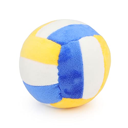 TONYFY Pelotas de juguete para perros, pelota de voleibol de felpa masticable para perros, pelota chirriante suave rellena de juguete esponjoso y duradero para perros para interiores y exteriores,