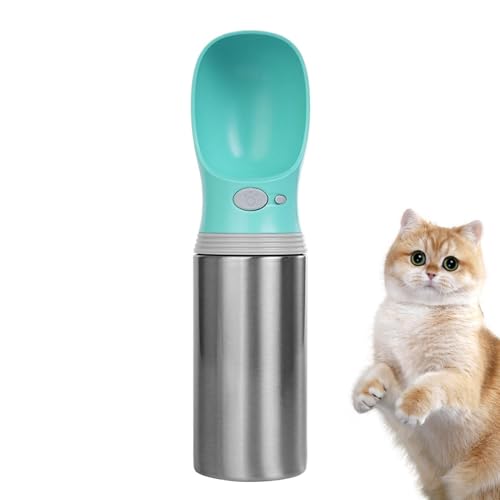 Dog Water Bottles - 400ml Portable Puppy Stainless Steel Water Dispenser | Leak Proof Spill Proof | for Travel Trip Backpack Sum