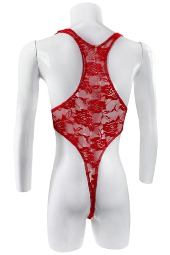 Men's Sexy Rose Lace High Cut One-Piece Undershirt Overall Muscle Shirt Skinny Bodysuit Clubwear3