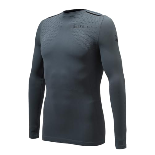 Beretta Flash Seamless Underwear Long Sleeve | High-Stretch Compression Shirt for Men | Long-Sleeve Workout Shirt | Ebony, Large