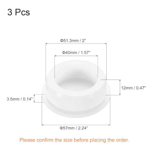 Image of MECCANIXITY 3pcs T-Shaped Silicone Plugs 51.3mm 2 Inch Dia Snap in Plug Hole Seal Cover Round Rubber Stopper for Kitchen Rubber Bulkheads Waterproof Sealing Plugs White