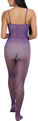 Image of ToBeInStyle Women's Bodystocking Crotchless Peek-A-Boo Fishnet Lace Bodysuit