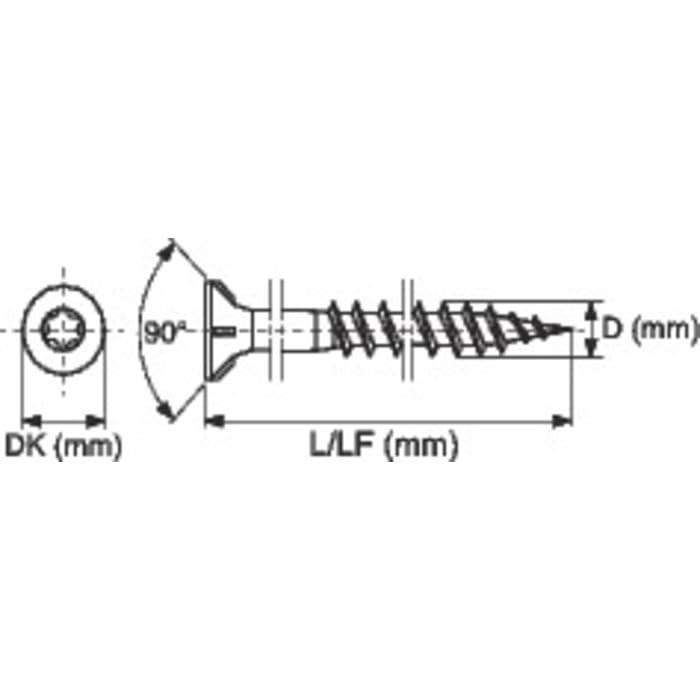 Tornillo agglo – Spax – Cabeza avellanada curvada – TX – Acero inoxidable A2-4,5 x 45/30 mm – Caja de 200