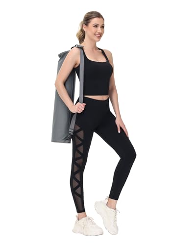 Image of romansong Strappy Yoga Sports Bras for Women Padded Criss-Cross Back Tank Tops