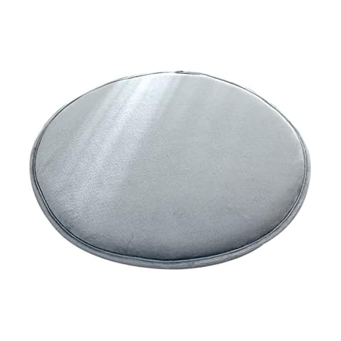 JLWM Chair Pad Memory Foam Round, Seat Cushion Tartan Grid Checkered Lattice Plaid Solid Color Seat Pad Chair Cushion Fabric Velvet Not-slip Strap-gray-30cm Cover