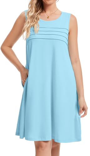 Image of CHICGAL Womens Summer Dresses Casual Loose Pleated Front Tshirt Sleeveless Tank Sundresses with Pockets 2026