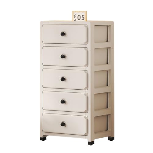 Carrito de almacenamiento rodante de 5 capas con cajones, ruedas de plástico, nizer para dormitorio, baño, oficina, escuela, estantería blanca versátil con contenedores grandes