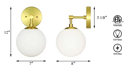 Xinbei Lighting Wall Light 1 Light Vintage Wall Sconce With White Globe Glass In Satin Brass, Bathroom Vanity Lighting Suitable For Living Room & Hallway Xb-W1211-Sb #TOP3