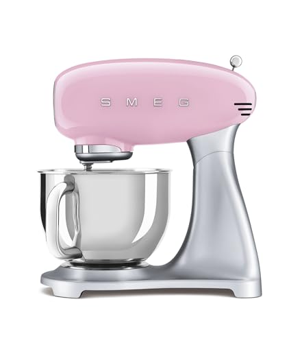 Smeg, SMF02PKEU Küchenmaschine, 10 Geschwindigkeitsstufen, Planetenrührwerk, Sicherheitsabschaltung, 2 Rührbesen, Kugelgriff aus Edelstahl, 800 W, Rose