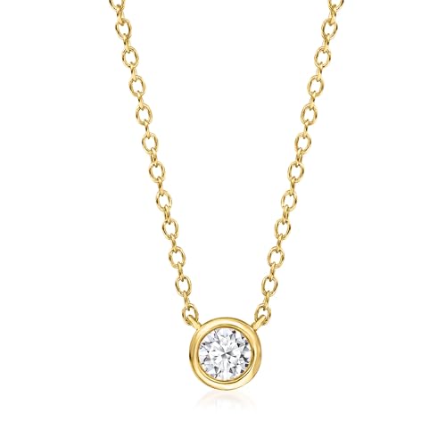 Ross-Simons 0.15 Carat Bezel-Set Lab-Grown Diamond Necklace in 18kt Gold Over Sterling