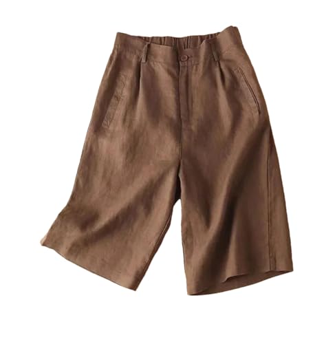 Short d'été coton lin anti-irritation à taille élastique confortable pour femme
