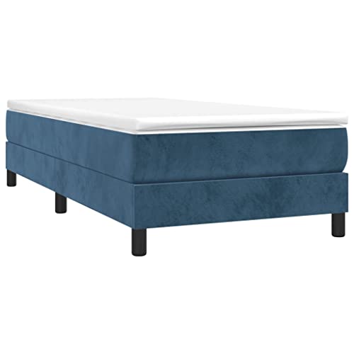 ULUYYUC Boxspringbett, Bettgestell Gästebett Gartenbett Schlafbett Geeignet für Arbeitszimmer Wohnbereich Wohnzimmer Schlafzimmer Dunkelblau 90x200 cm Samt – Bild 5