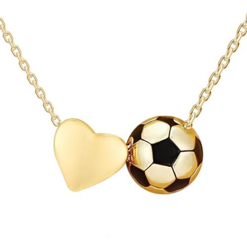 huoflame World Cup Sports Necklace for Unisex Soccer Softball Volleyball Basketball Charm Necklace Adjustable Athletic Jewelry Gift for Players Fans (Soccer)