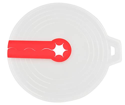 HOME-X Mixer Splatter Guard for Kitchen Hand Mixer, Splatter Screen for Large Mixing Bowls, 12-Inch Diameter, Clear/Red