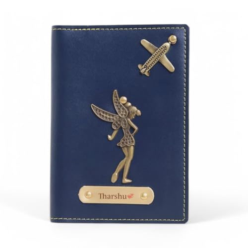 Image of Personalized Mr and Mrs Couple Passport Cover Set, Brown Leather, Travel Accessories with Airplane Design and Crown Embellishments