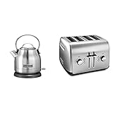 KitchenAid KEK1222SX Electric Kettle + KMT4115SX 4 Slice Toaster - Stainless Steel