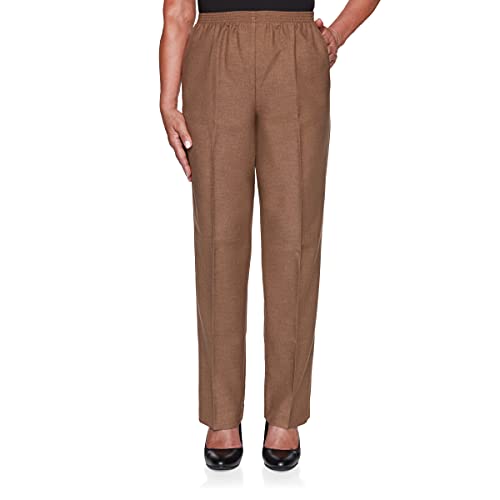 Alfred Dunner womens Plus-sizeclassic Signature Fit Textured Trousers With All-around Elastic Waistband Casual Pants, Taupe, 22 Plus