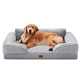 Warmrest Orthopedic Dog Beds for Large Dogs, Waterproof XL Pet Couch Bed with Soft Sides, Washable Dog Sofa with Flannel Removable Cover, 42
