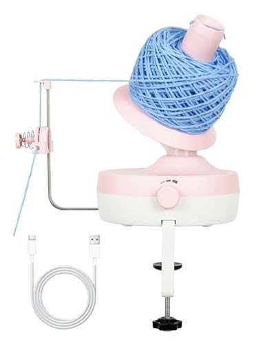 Yocrefun Electric Yarn Winder, Automatic Yarn Ball Winder for Crocheting & Knitting, Stepless Speed, Easy to Use, Efficient Large Capacity Yarn Cake Maker, Ideal Gift for Yarn Lovers (Pink)