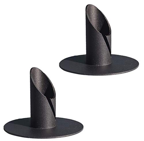 Koomiao Lot de 2 Chandeliers Vintage Bougeoirs de Pilier Noir Candlestick en Fer Forge Porte Bougies pour Anniversaire Mariage Centre de Table Decoration (Noir - 2Pcs) Cover