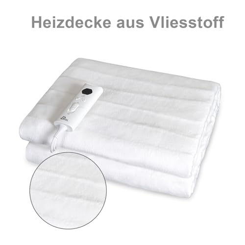DOEL Heizdecke 160x140cm, Wärmeunterbett Doppel mit 10 Heizstufen, Elektrische Wärmedecke mit 3/12h Abschaltautomatik, Maschinenwaschbar Matratzenheizung, 220-230V, 50-60Hz, 115W, Weiß