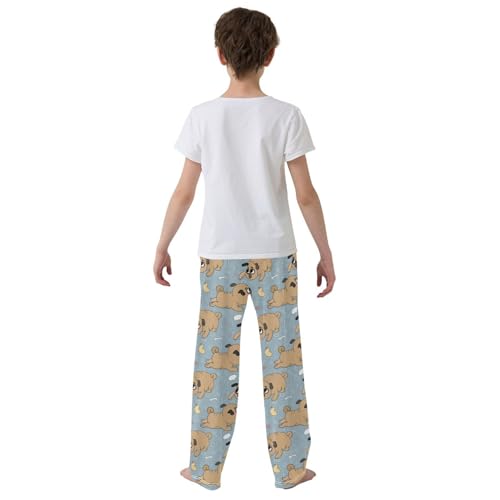 Boys' Pants Funny Pug Dog and Duck Long Bottoms Jogger Pants Elastic Waist Trousers with Pockets S-XL3