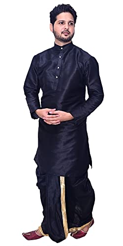 Image of Om Shubh Mangalam Men's Dupion Silk Fancy Dhoti Kurta Set