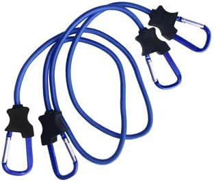 Bungee Cords with Carabiner Hooks (Set of 2) | 3ft Heavy Duty Tie Downs | UV Treated Straps with Durable Latex Core | Cord Ties for Tarp, Truck Rack, Camping Accessories and More (Blue)