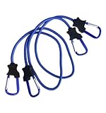 Typhon East Bungee Cords with Carabiner Hooks (Set of 2) | 3ft Heavy Duty Tie Downs | UV Treated Straps with Durable Latex Core | Cord Ties for Tarp, Truck Rack, Camping Accessories and More (Blue)