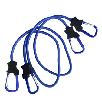 Typhon East Bungee Cords with Carabiner Hooks (Set of 2) | 3ft Heavy Duty Tie Downs | UV Treated Straps with Durable Latex Core | Cord Ties for Tarp, Truck Rack, Camping Accessories and More (Blue)
