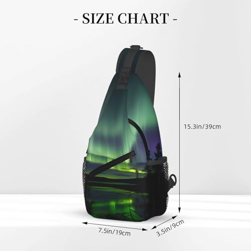 Bolso cruzado sling Dark Northern Lights para viajes y senderismo miniatura 3