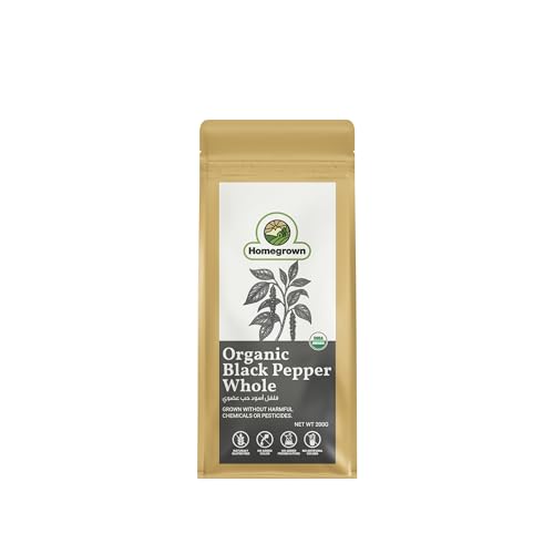 Homegrown Organic Black Pepper Whole 200g | Premium Quality | Whole Peppercorns for Cooking & Seasoning