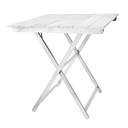 WELL HOME - Mesa Velador de haya plegable, acabado en blanco 70x70x76 cm