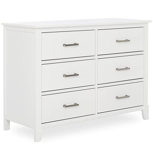 Dream On Me Universal Double Dresser In White, Kids Bedroom Dresser, Six Drawers Dresser, Mid-Century Modern, Made Of Solid, Sustainable Pinewood, Easy Assembly #TOP3