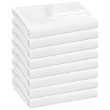 Lot de 8 Draps Plats Blancs 228 x 260 cm, Microfibre Brossée Douce et Respirante, Draps Résistants aux Plis et Faciles d’Entretien, pour Maison, Hôtel, Spa, Hôpital et Airbnb