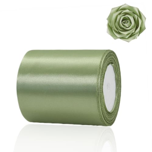 BEALIFOUAM Sage Green Ribbon 4 Inch, 25 Yards Dusty Sage Satin Ribbon
