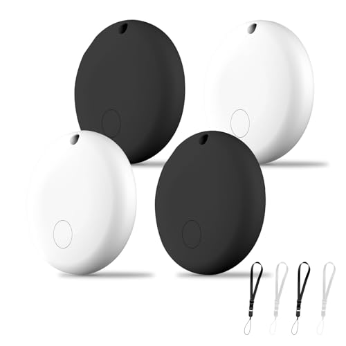 Paquete de 4 etiquetas Air Tracker, funciona sin problemas con Apple Find My (solo iOS), buscador de artículos multiusos para llaves, carteras, equipaje, mochilas, maletas, organiza y asegura tus
