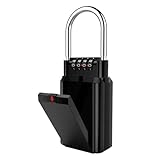 IRFHDCX Cajetin Llaves con Codigo Caja de Almacenamiento Llaves con candado Secreto y 4 diales combinación contraseña reiniciable, Gancho for Puerta, Organizador aleación Zinc(Black)