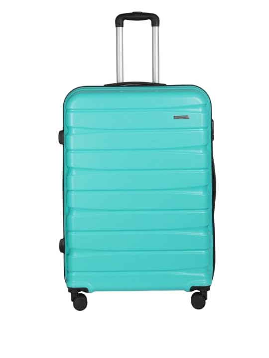 Image of Teakwood Large 8 Wheels Trolley Bag, Hard Cabin with Zipper Closure, Adjustable Push Button & Cross Side Strap, TSA Lock System 360 Degree (Large, Aqua Green)