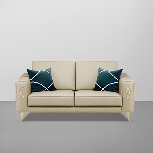 Image of Casaliving Falco 2 Seater Sofa Set for Living Room (Cream Fabric) Premium Fabric Sofa